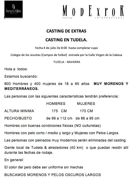 Características de los candidatos al casting de juego de tronos en Tudela